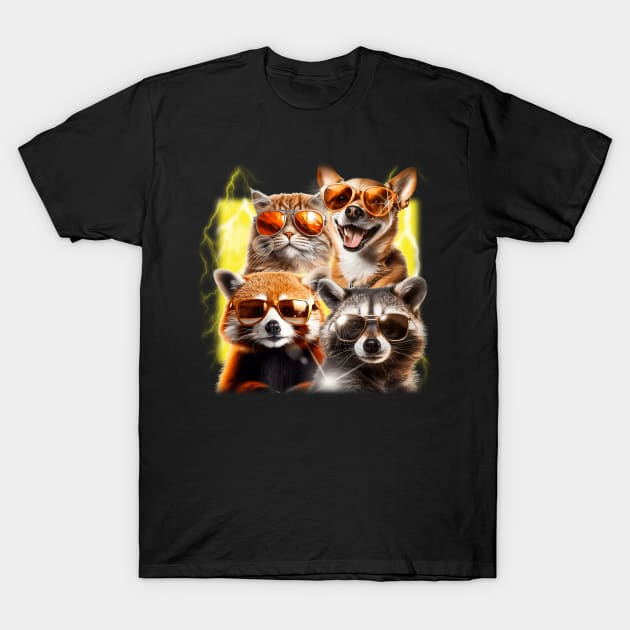 Meme Team: Cat, Dog, Raccoon Edition - Funny Animals - Bootleg Parody T-Shirt by Kamran Sharjeel